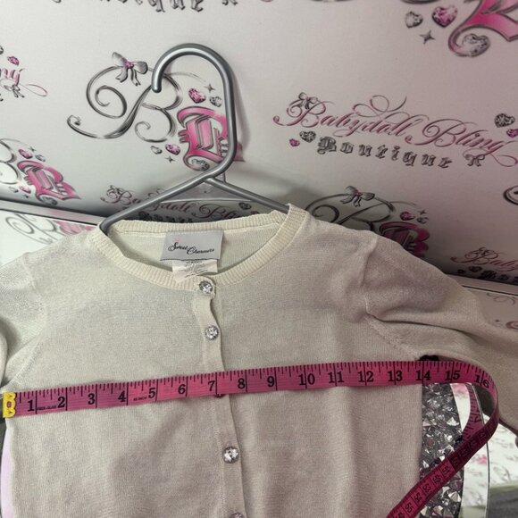 Sweet charmers cardigan cropped sparkle diamond buttons white silver crystals - Picture 8 of 10